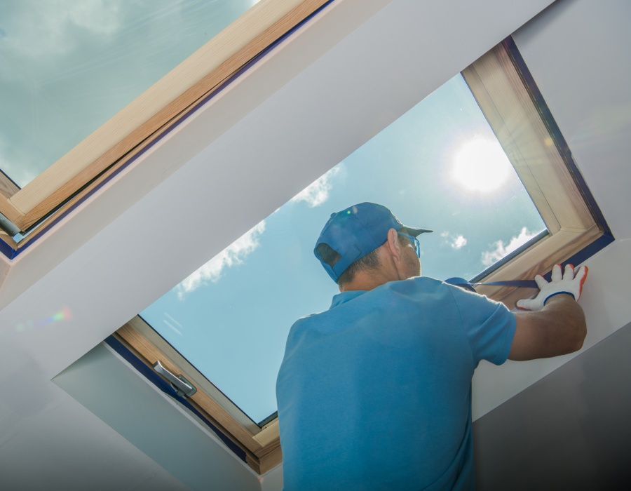 Pose de fenêtre de toit